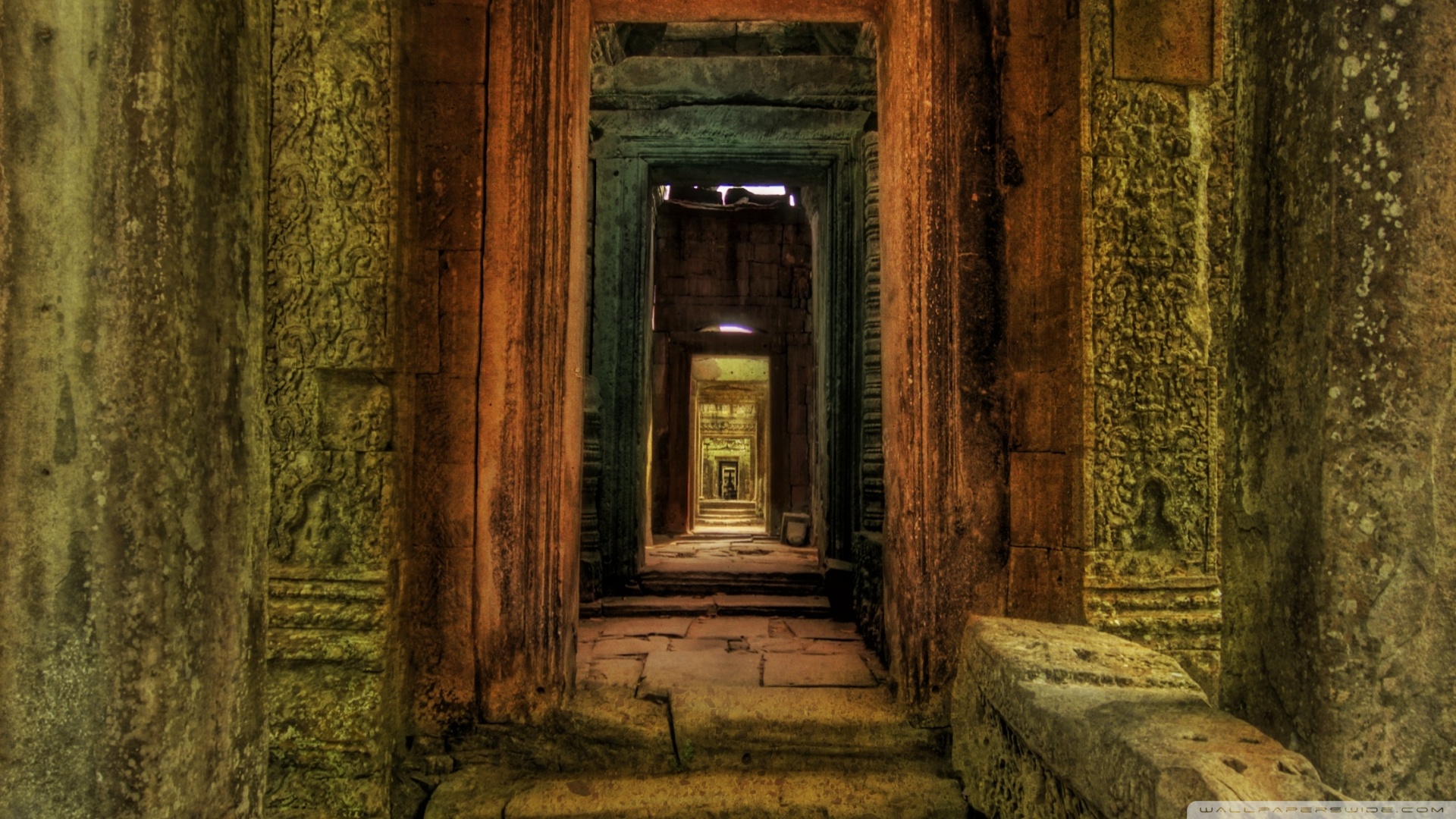 Cambodia Wallpaper Passageway Inside Temple