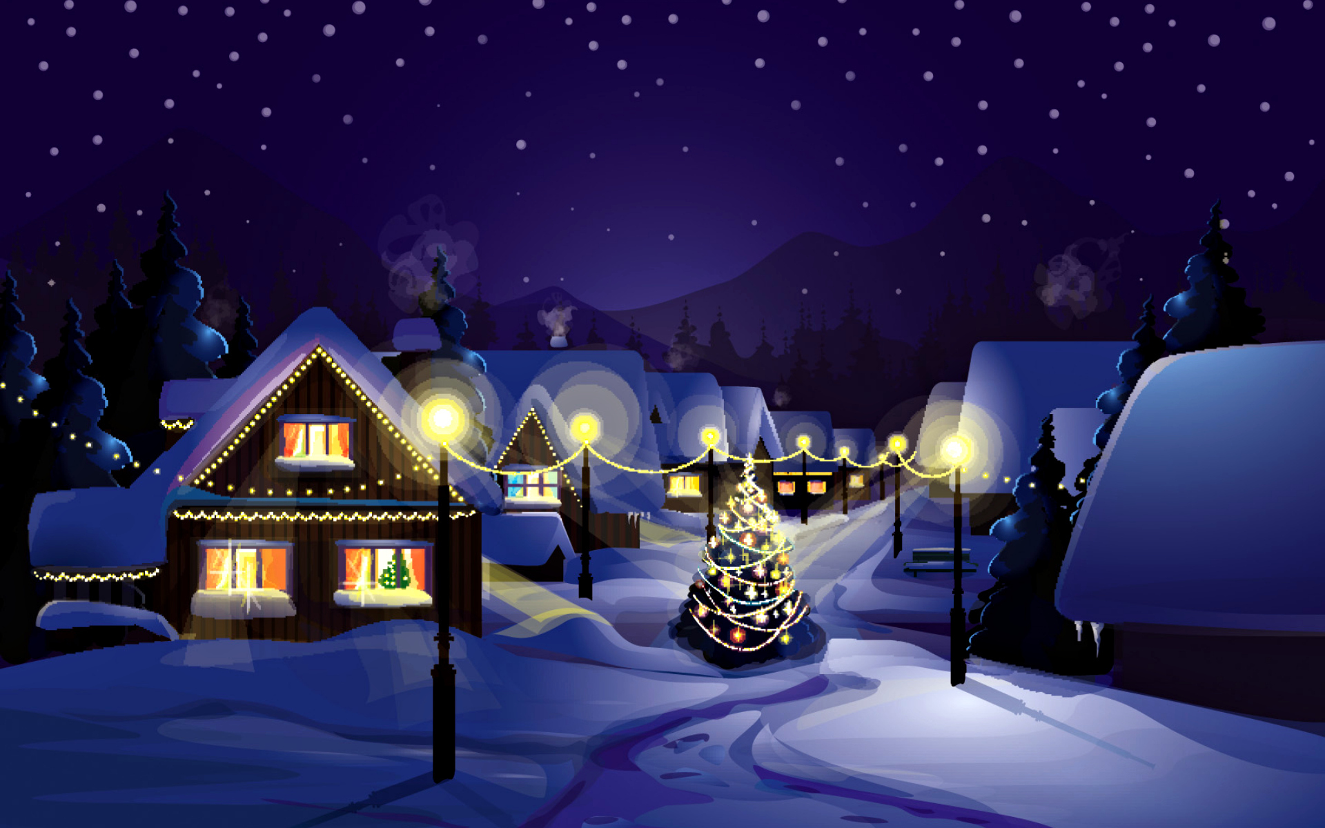 Holidays Christmas Seasonal Snow Festive Wallpaper