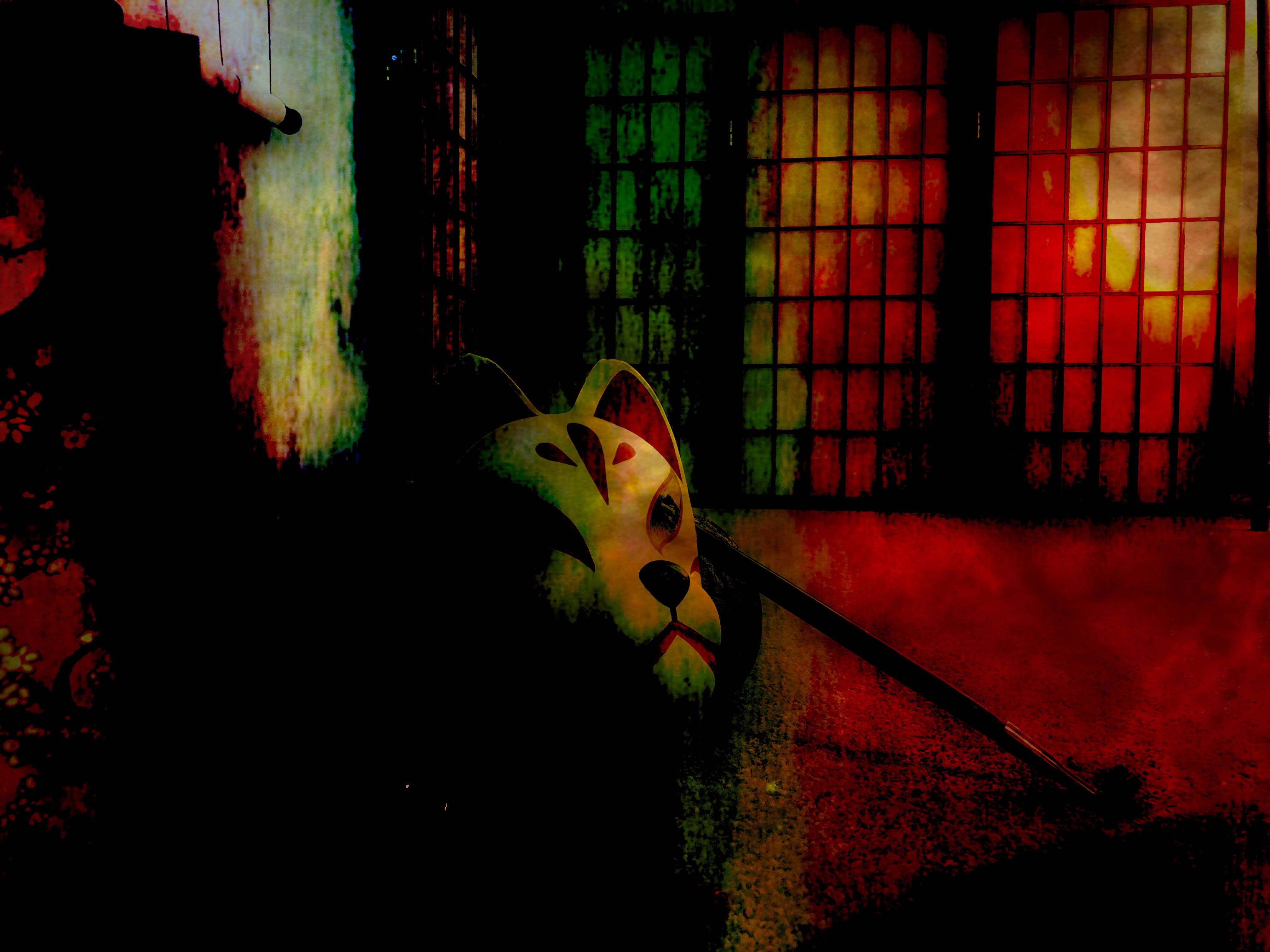Y Kai City Japanese Aesthetic Kitsune Mask Background Image