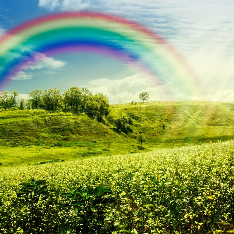 Natural Rainbow Wallpaper Desktop Stock Image Of On The