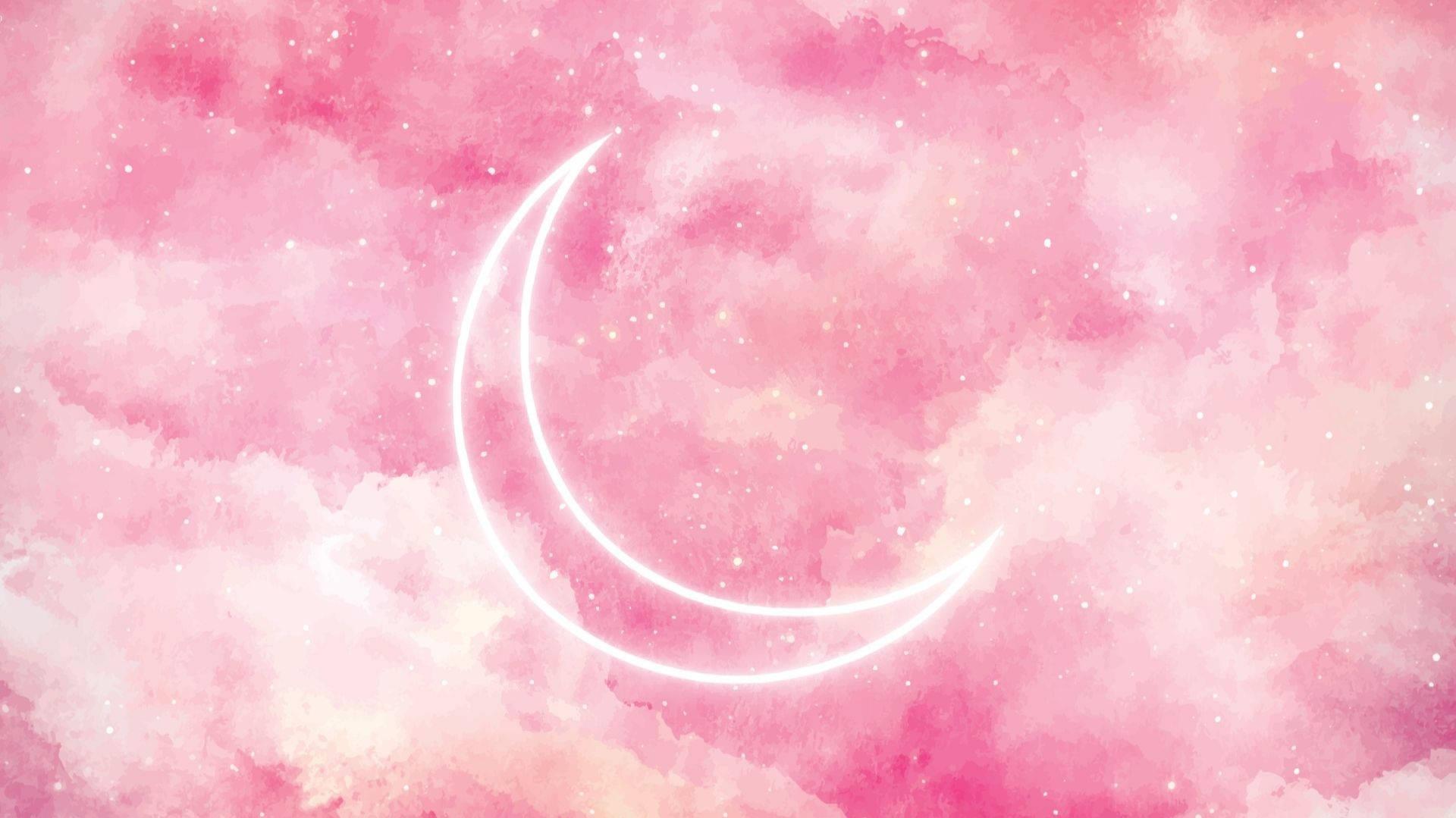 Aesthetic Moon In Galaxy Background Wallpaper