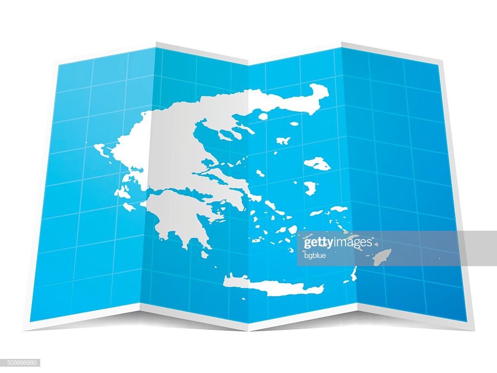 Greece Map Folded Isolated On White Background High Res Vector