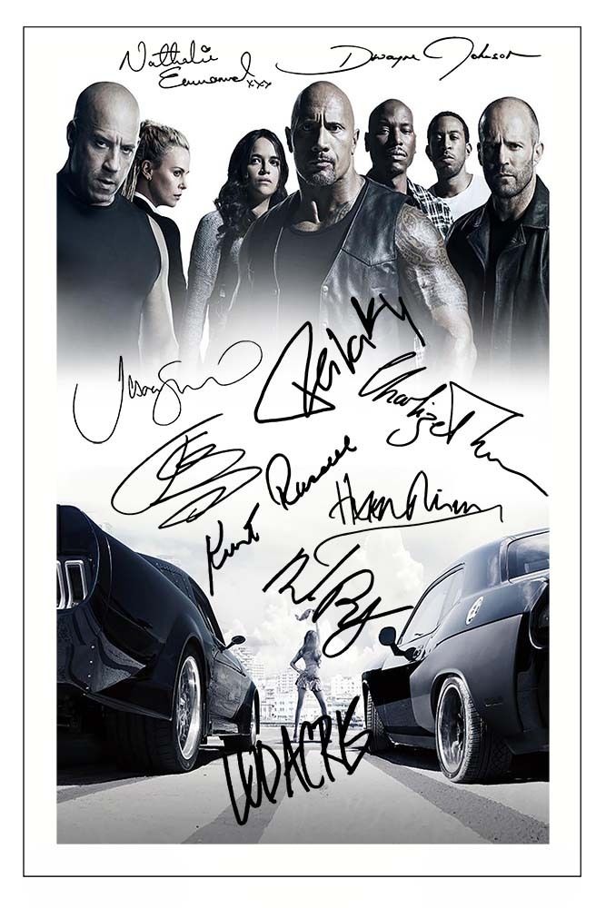 Fast And Furious Cast X10 Signed Photo Print Autograph Poster