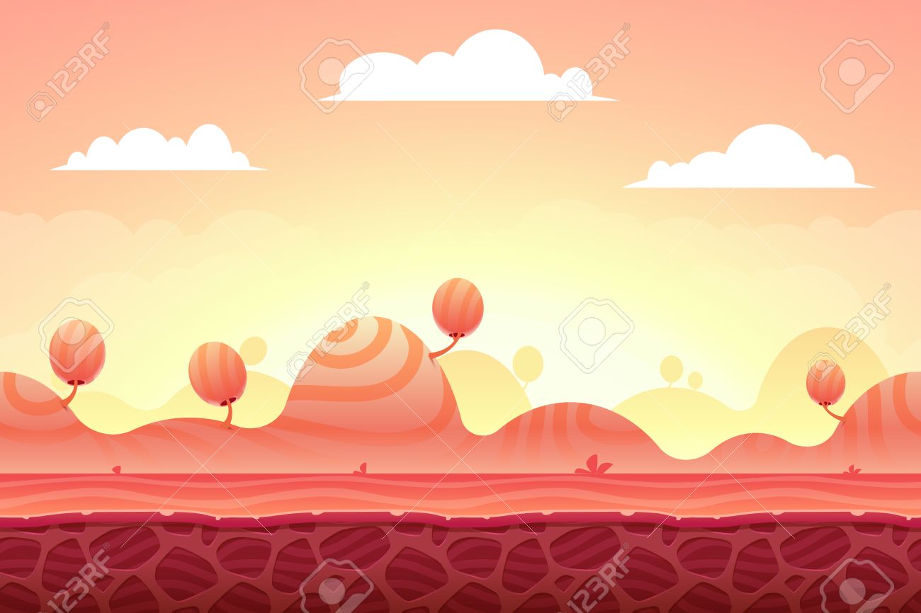 Game Background Made From Seamless Endless Elements Vector Assets
