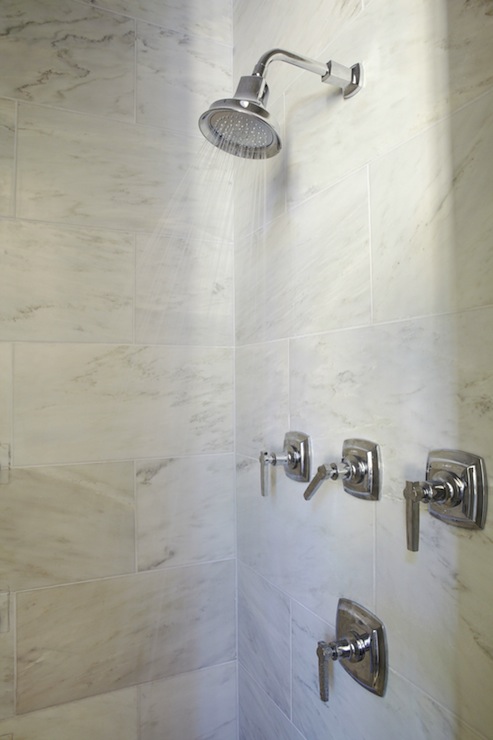 Marble Shower Surround Transitional Bathroom Tracery Interiors