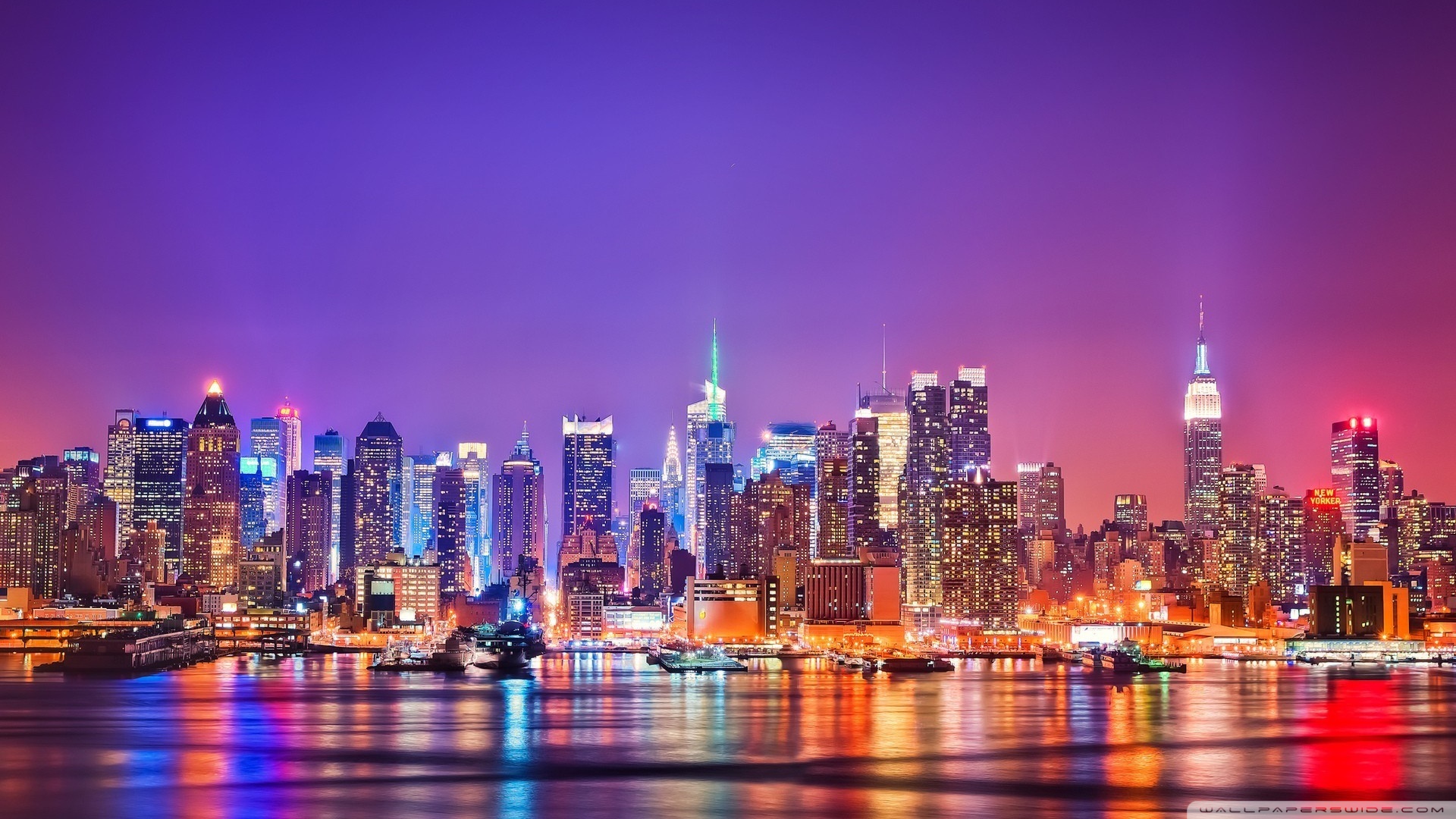 New York City Skyline at Night 4K HD Desktop Wallpaper for 4K