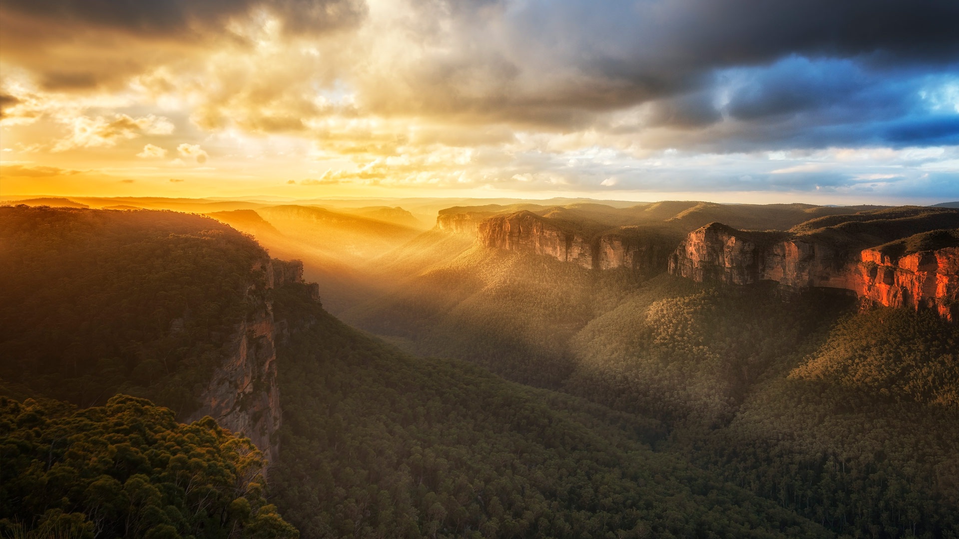 Nature Cliff Sunbeam Canyon Australia Mountain Sunset Blue Wallpaper