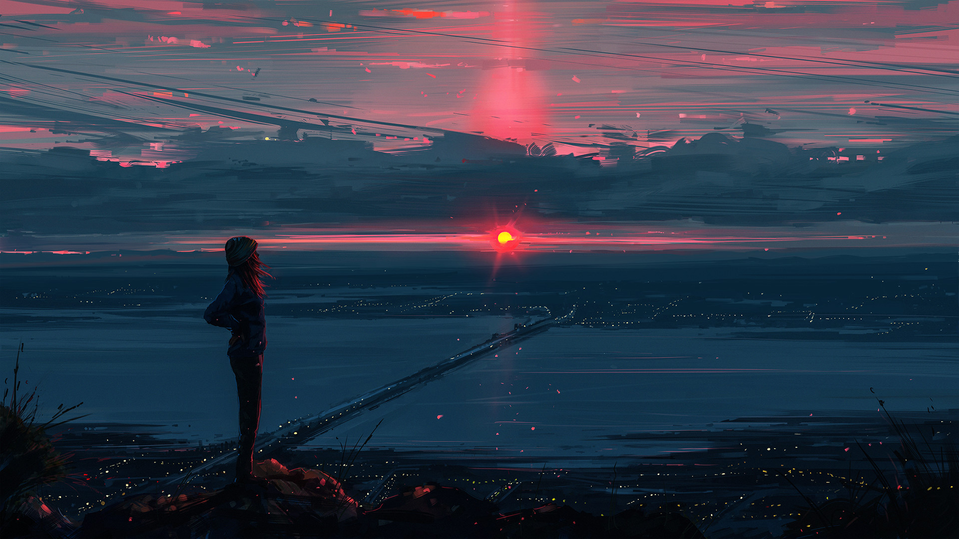 Stunning Anime Sunset Wallpaper