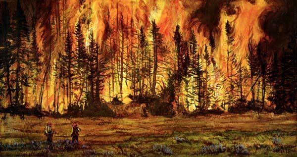 Forest Fire Fighting Wallpaper Wildland Firefighter Painting