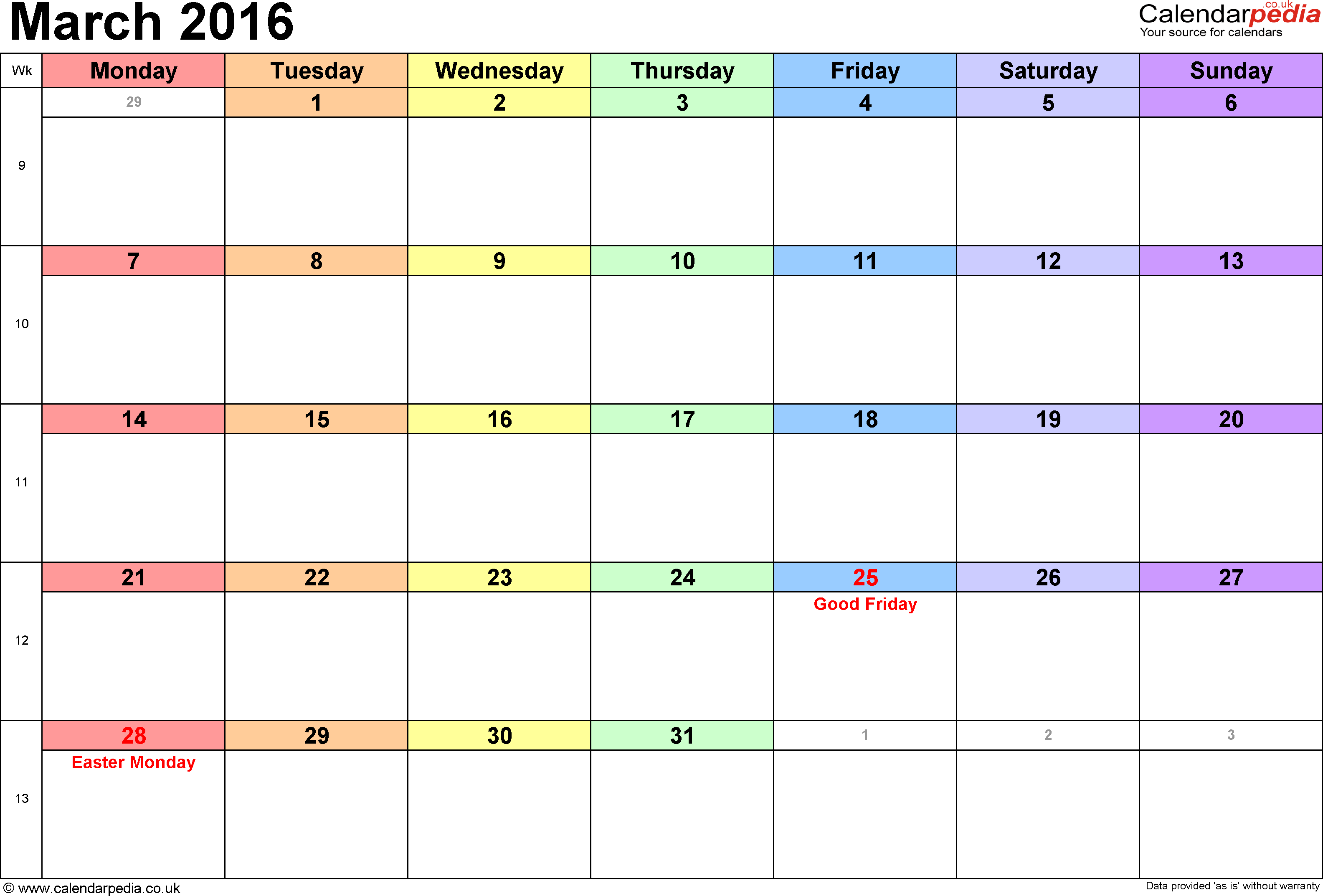Calendar March Movdata