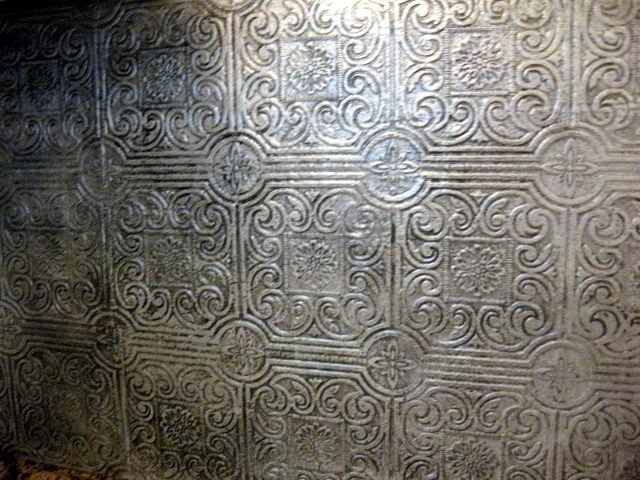Diy Faux Antique Tin Tile Backsplash Textured Wallpaper Painted