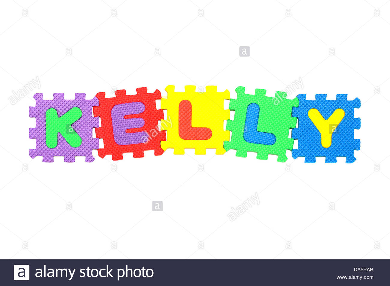 Name Kelly From Letter Puzzle Isolated On White Background Stock