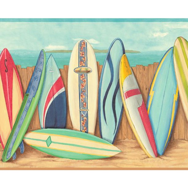 Wallpaper Border Kids Surf Boards