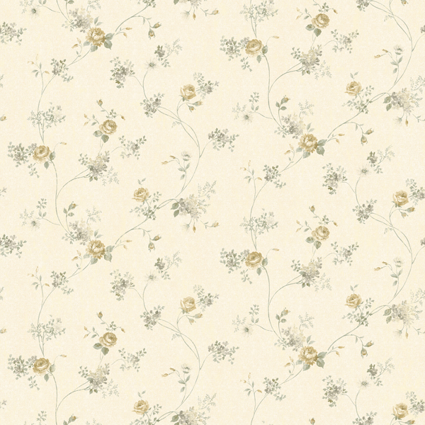 Cream Floral Vine Virginia Cottage Garden Wallpaper By Chesapeake