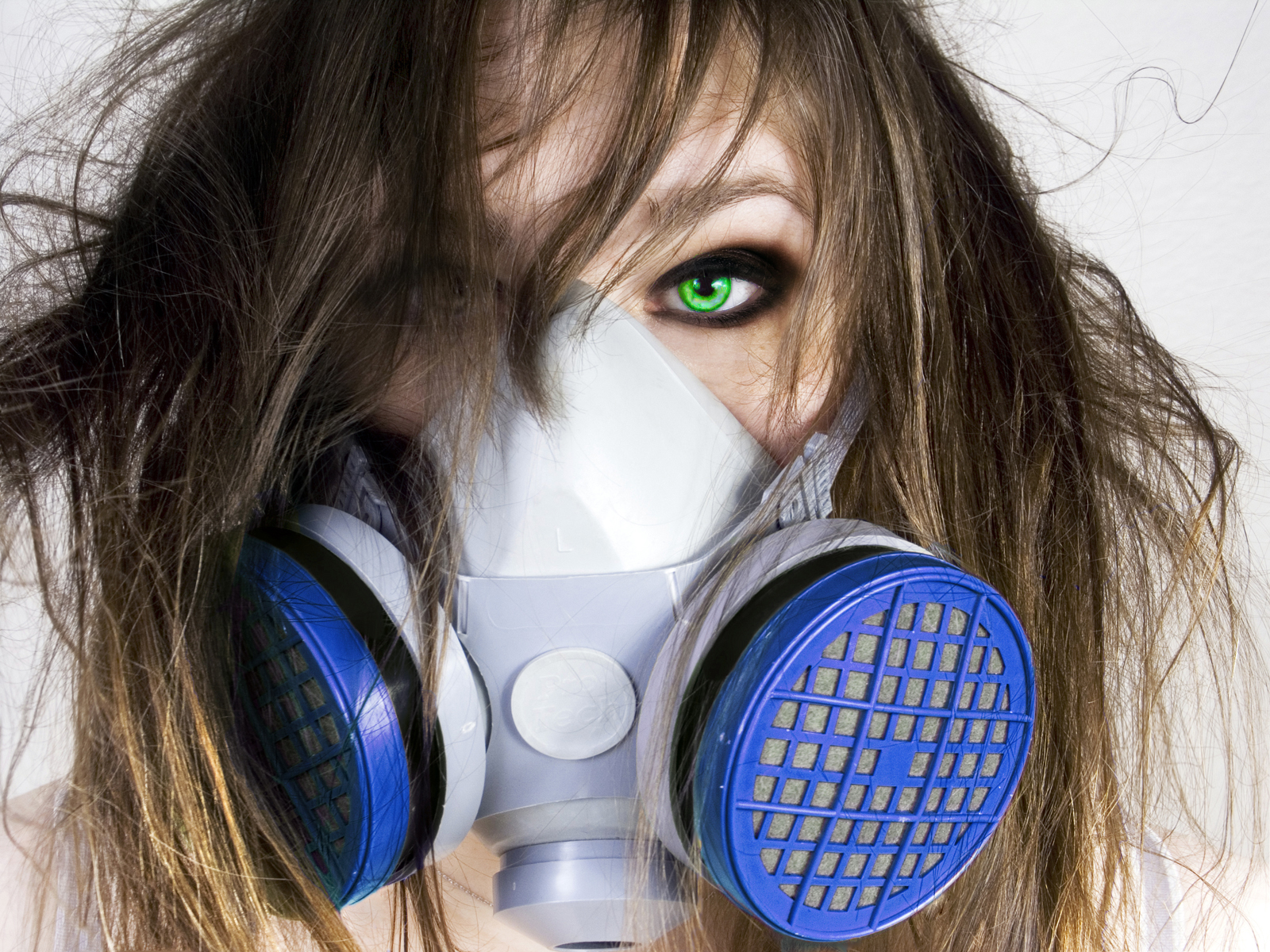 Girl With Green Eyes Gas Mask HD Wallpaper Epic Desktop Background