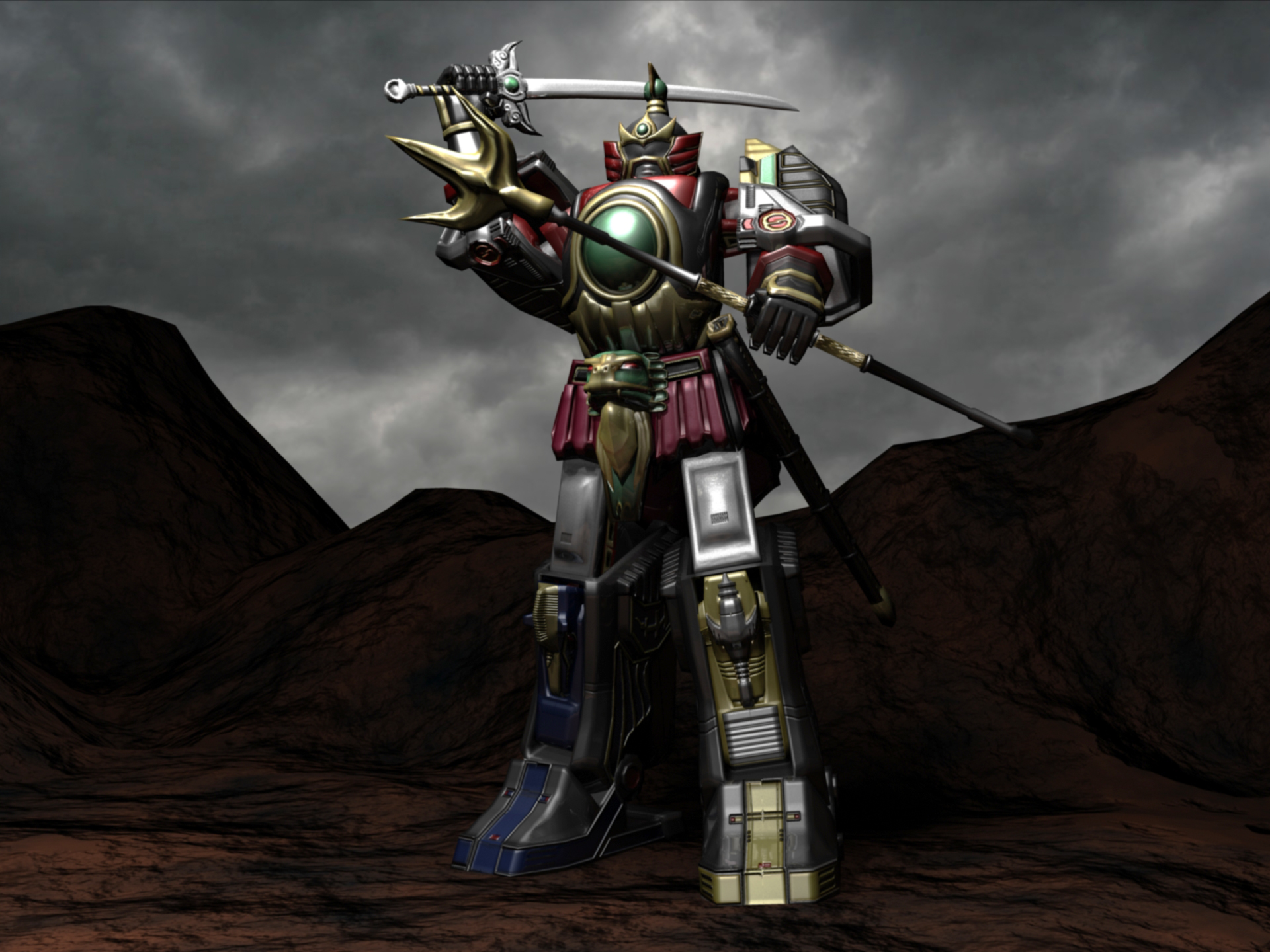 3d Thunder Megazord Dairen Oh High Poly Render By Wewvic