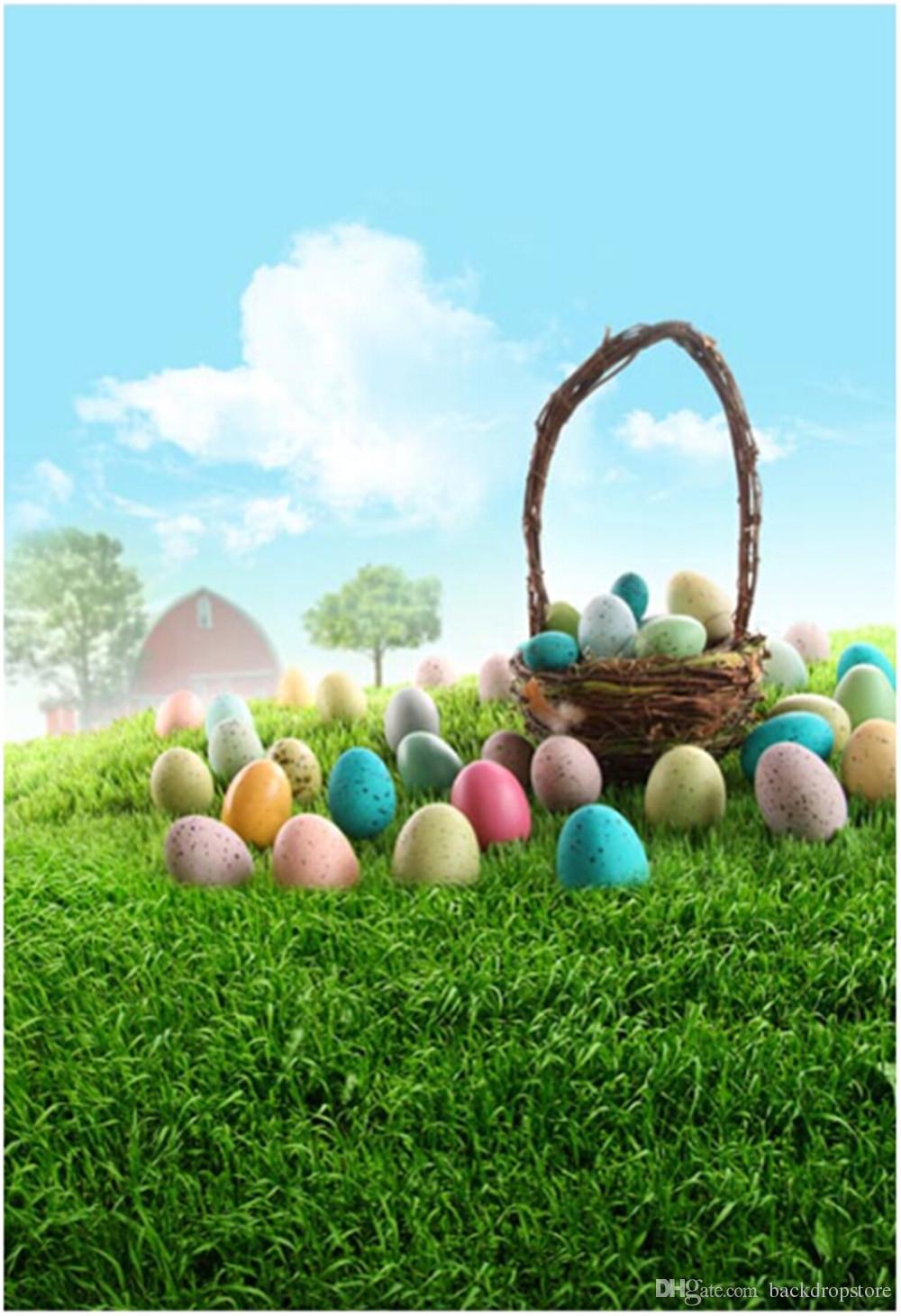 2019 Vinyl Photography Background For Kids Easter Eggs Basket