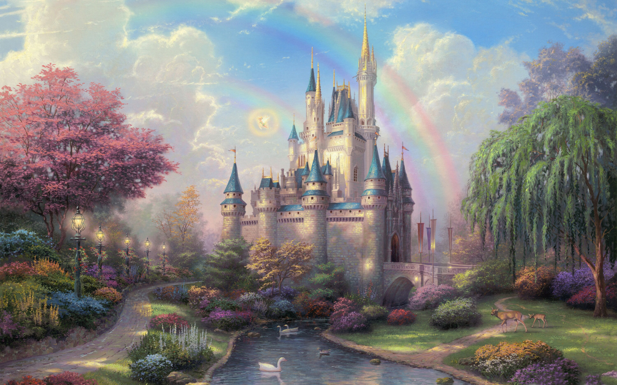 Cinderella Castle Oil Painting Puter Desktop Wallpaper