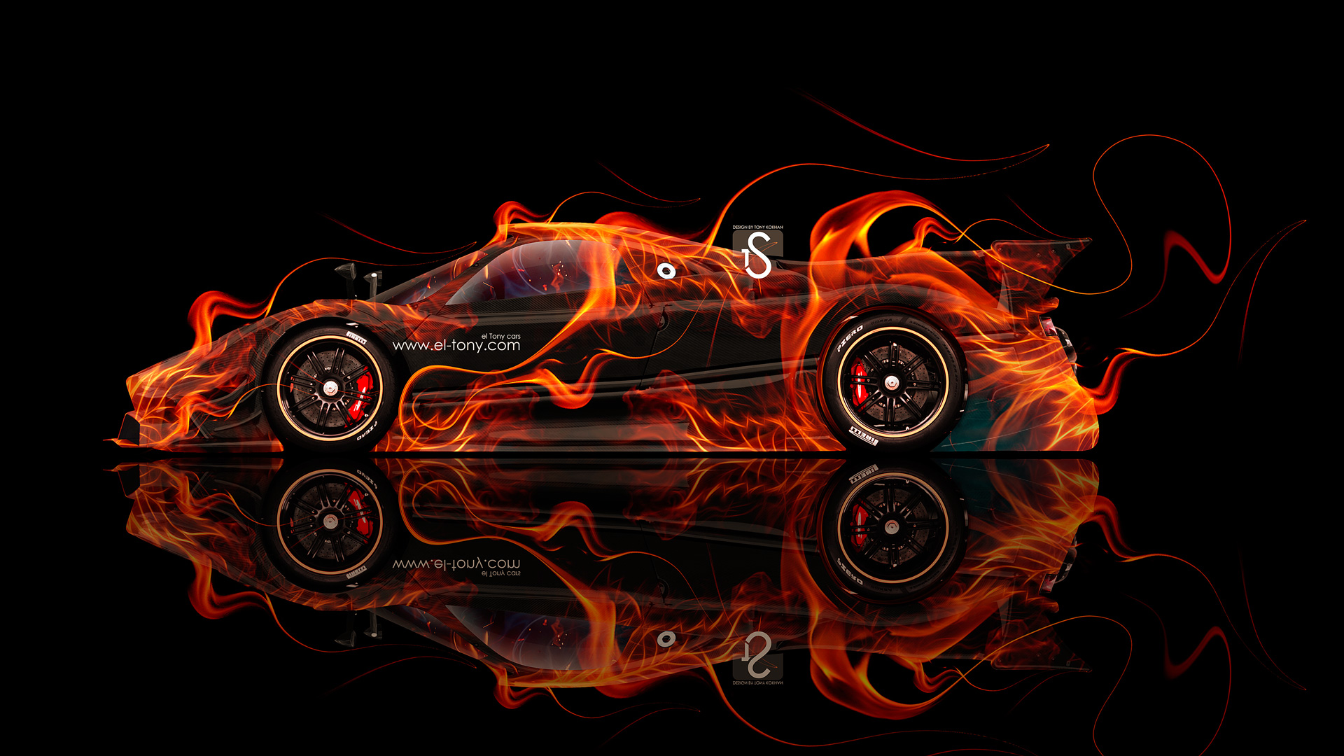 Pagani Zonda Back Fire Abstract Car R Side