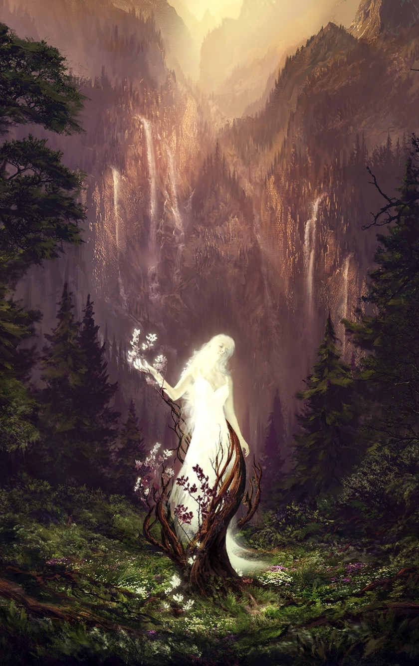 Spirit Fantasy Woman Forest Wallpaper iPhone