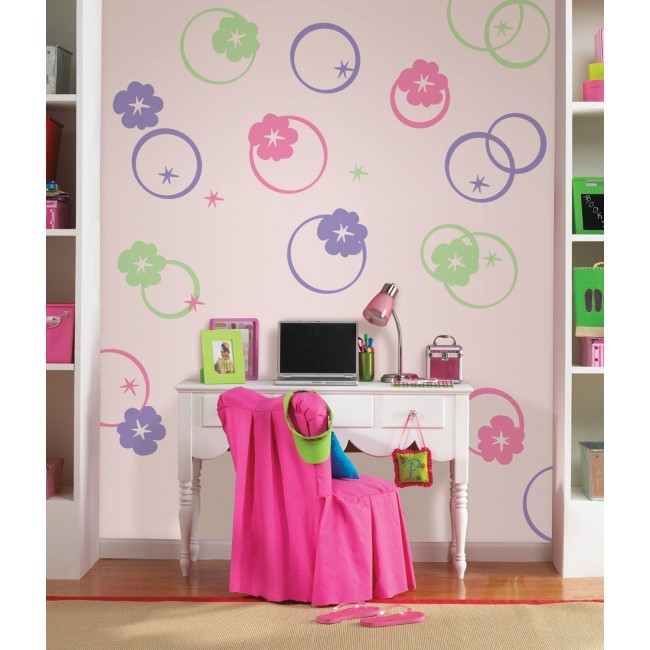 Wall Pops Hoopla Pink Circles Flowers