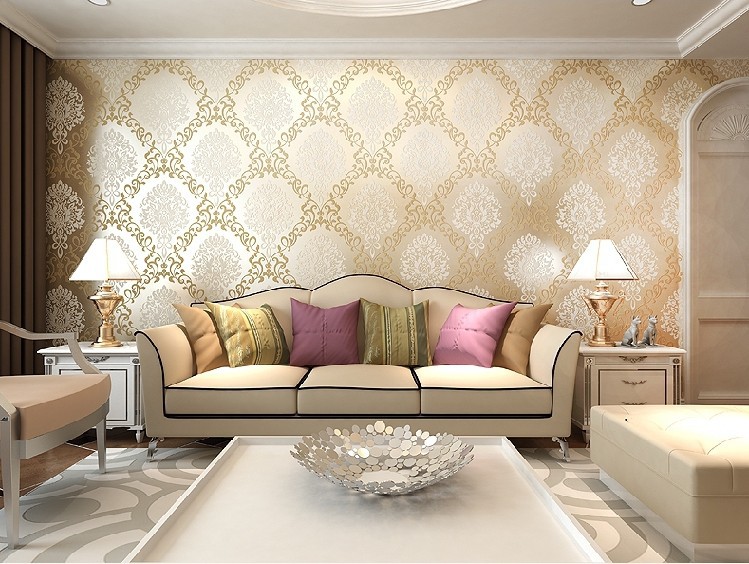 Luxury Modern Victorian Damask Flocked Velvet Textured Wallpaper