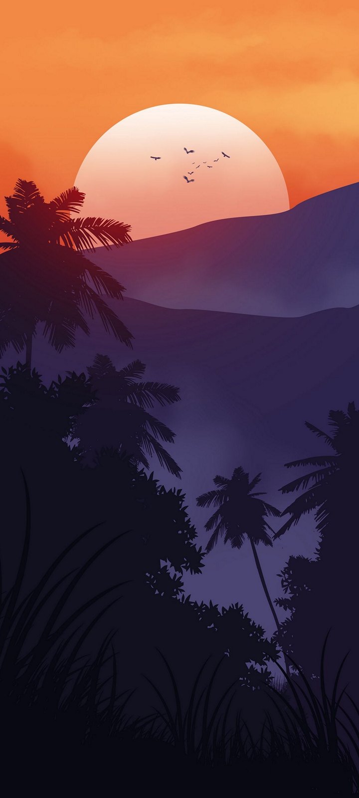 Vector Nature Mountain Sunset Background Wallpaper