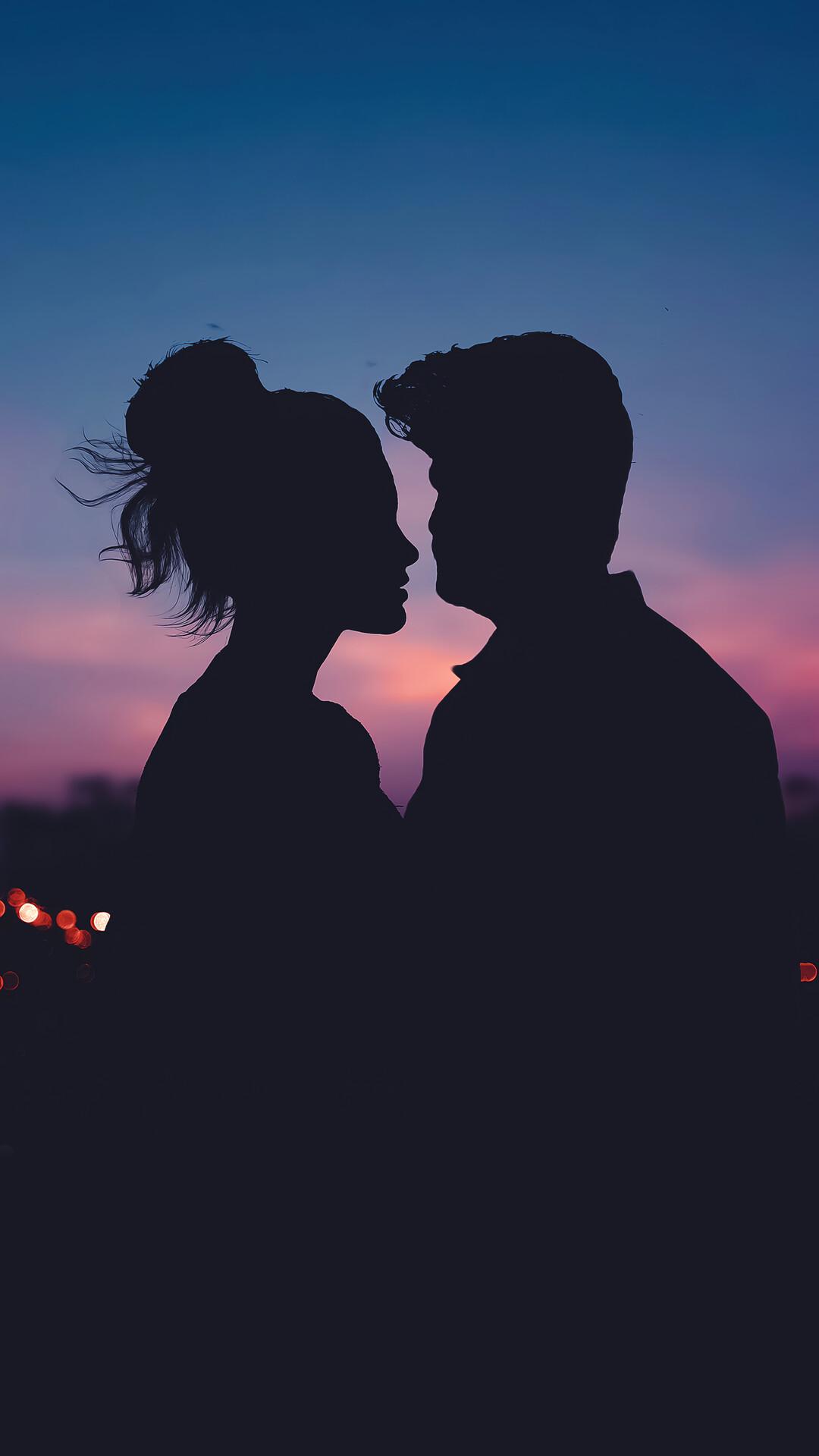 Romantic Couple Silhouette Lovers Sky Scenery Wallpaper 4k HD Pc