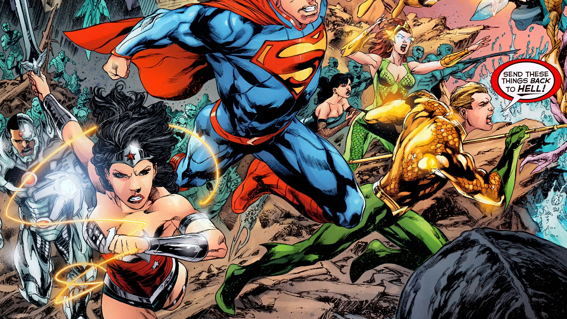 Justice League Dc Wonder Woman Superman Aquaman Wallpaper