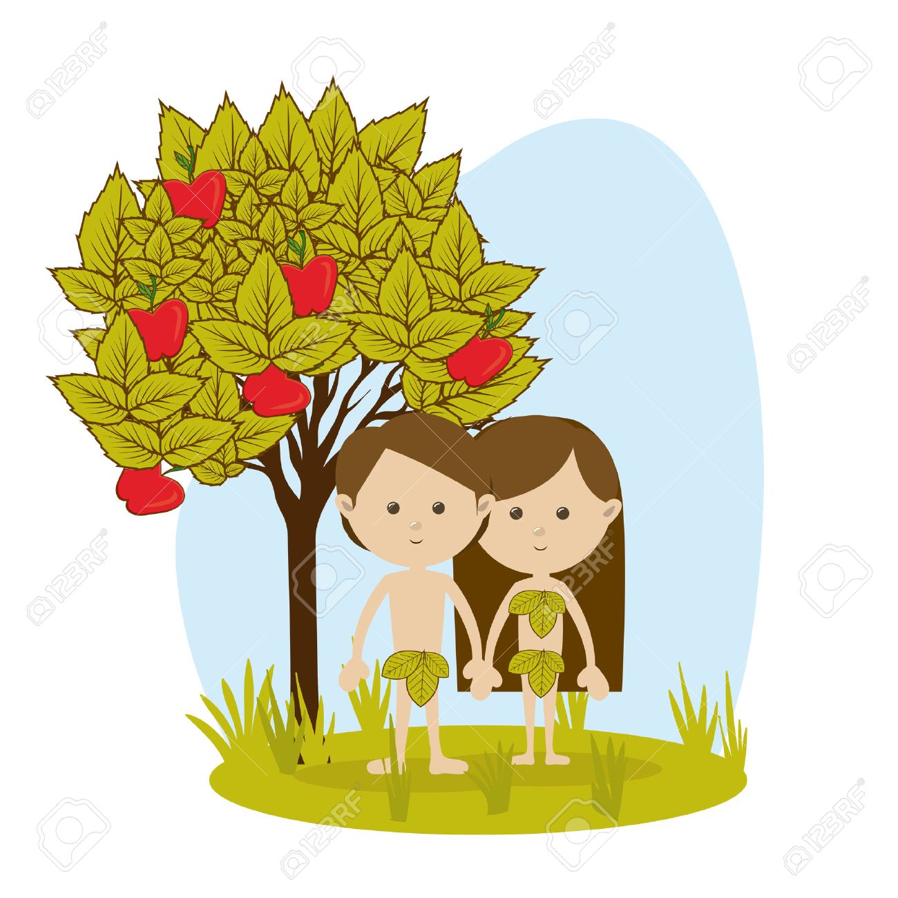 Free Download Adam And Eve Over White Background Vector Illustration
