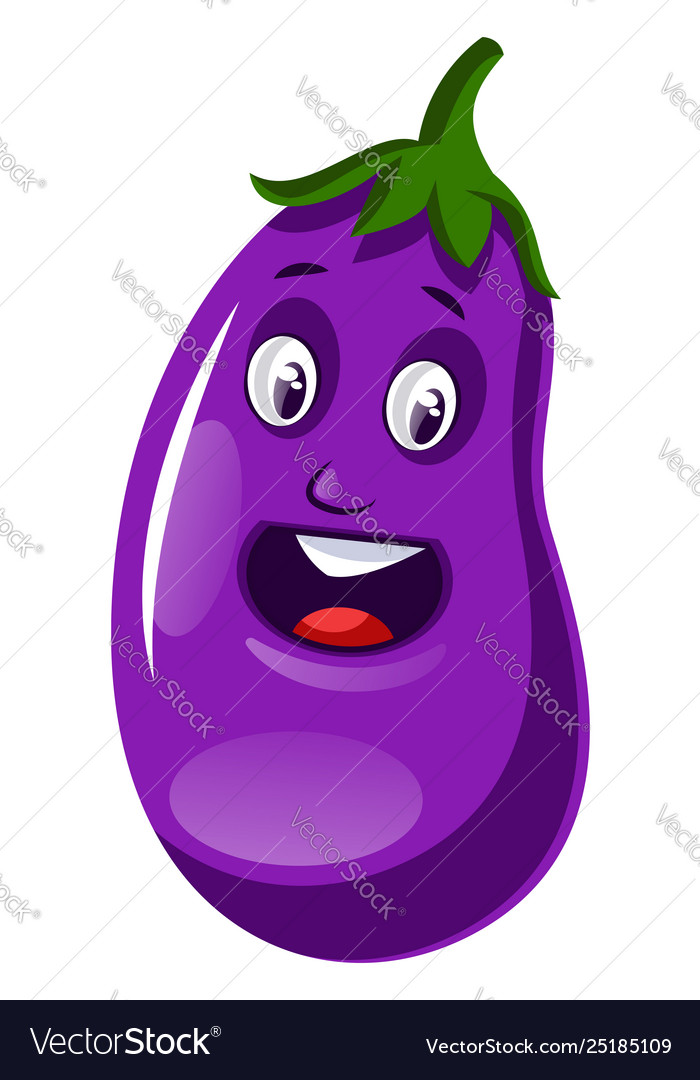 Surprised Brinjal On White Background Royalty Vector