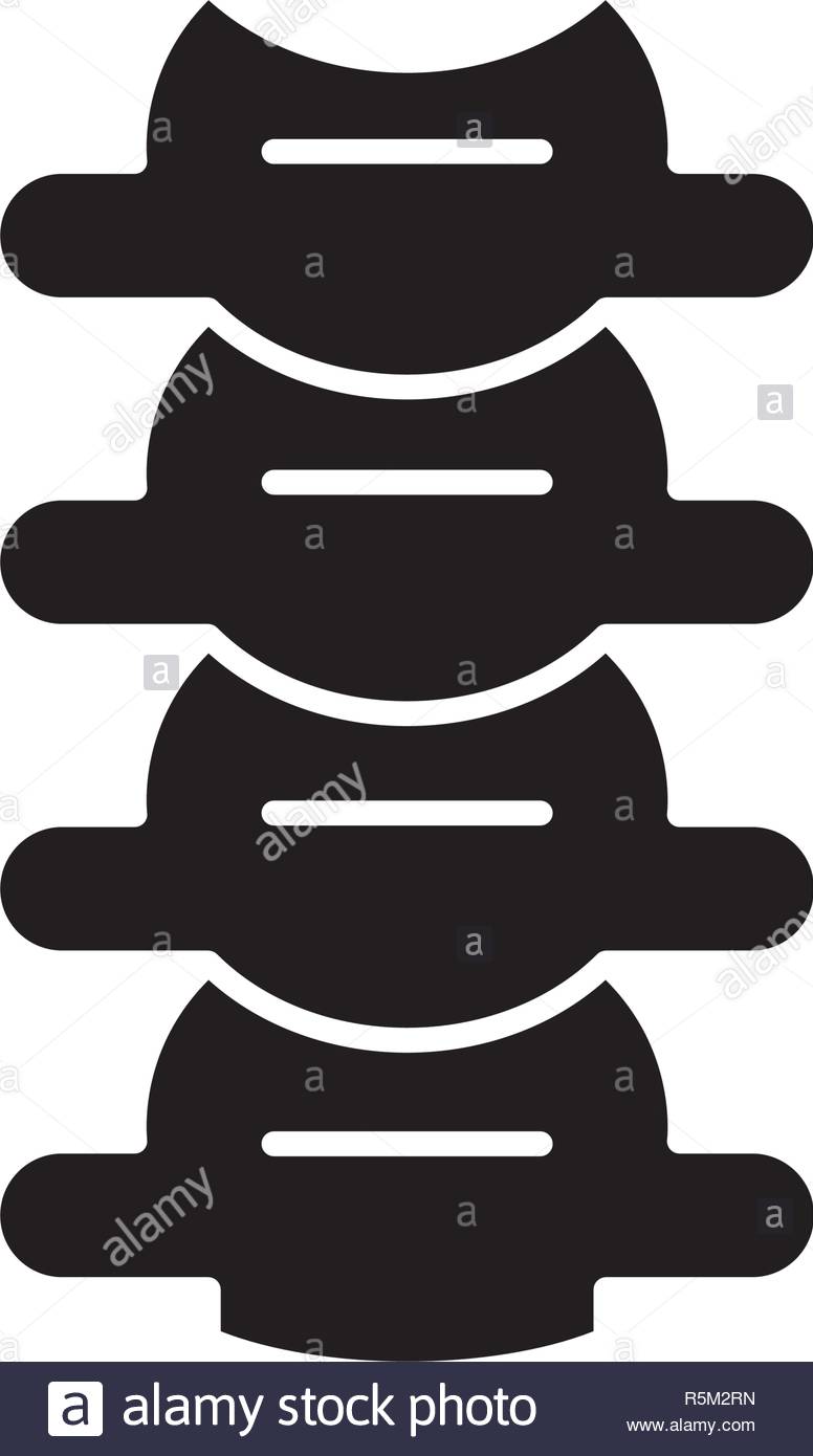 Vertebrae Black Icon Vector Sign On Isolated Background