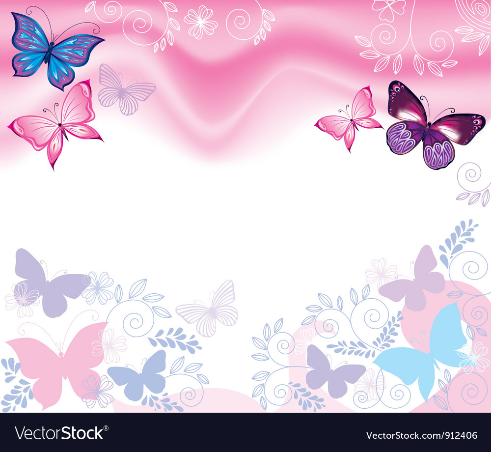Background With Flowers And Butterflies Royalty Vector