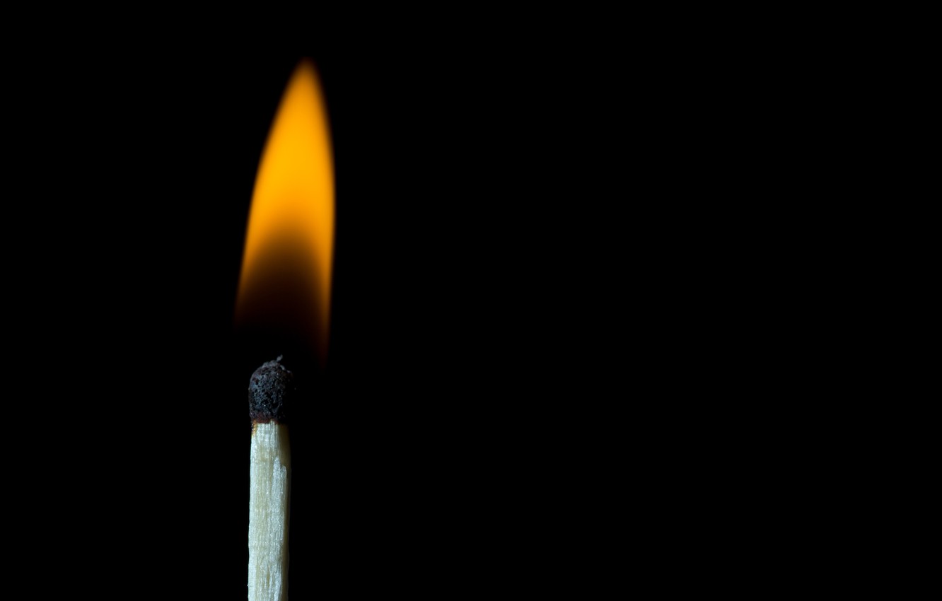 Wallpaper Fire Match Black Background Wood Sulfur Image For
