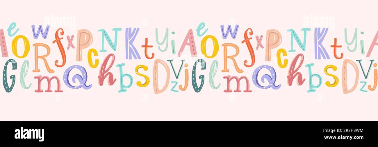 Lovely Hand Drawn Letters Doodle Alphabet School Background