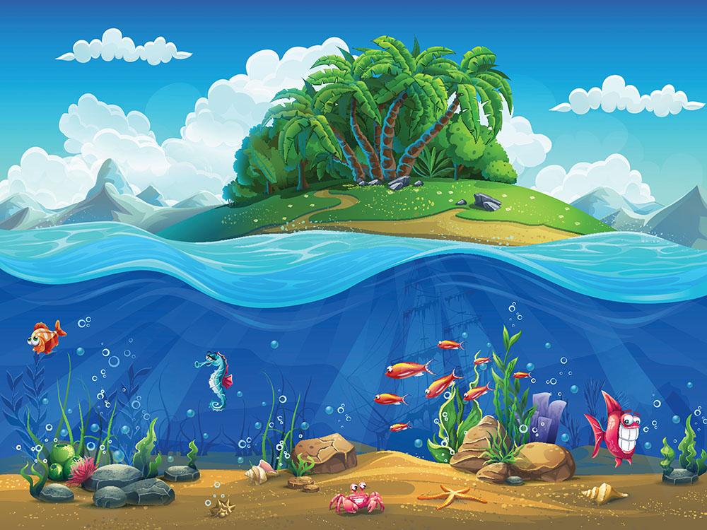 Cartoon Underwater World Wall Mural Wallpaper S Art Rocks