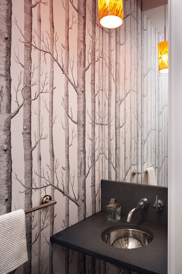 bathroom wallpaper tree design 600x900