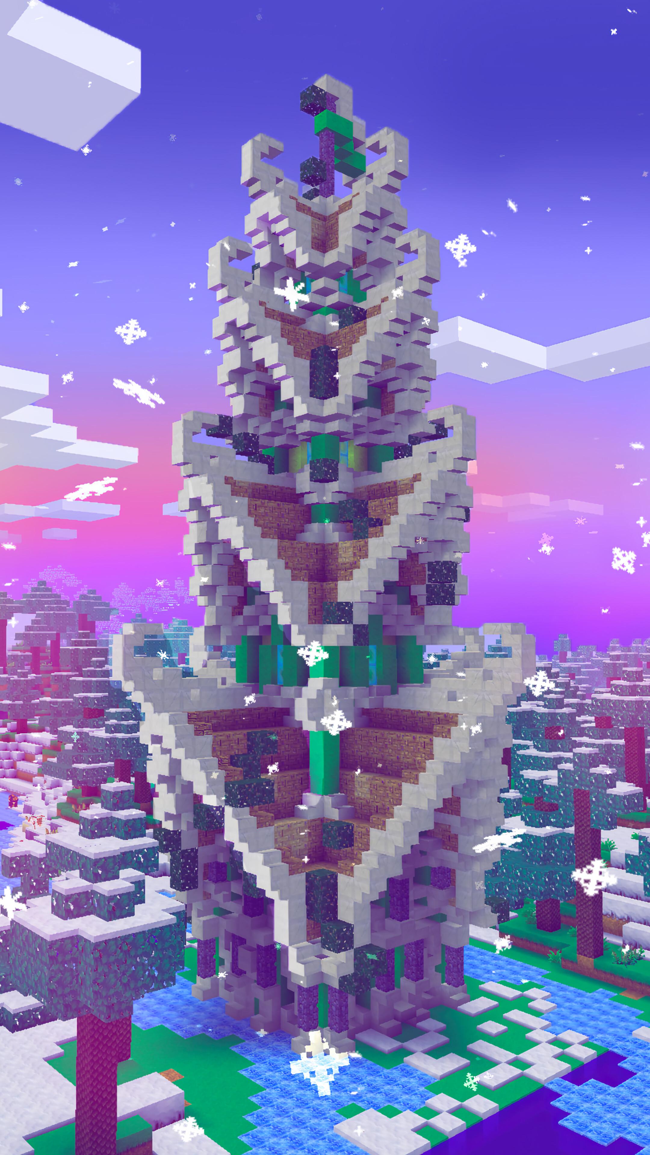 Christmas Tree Minecraft 4k Wallpaper iPhone HD Phone 6170h