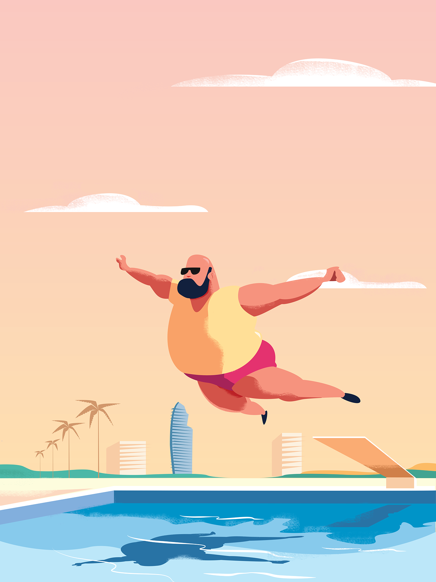 Fat Guy On Abstract Wallpaper Art Sketch