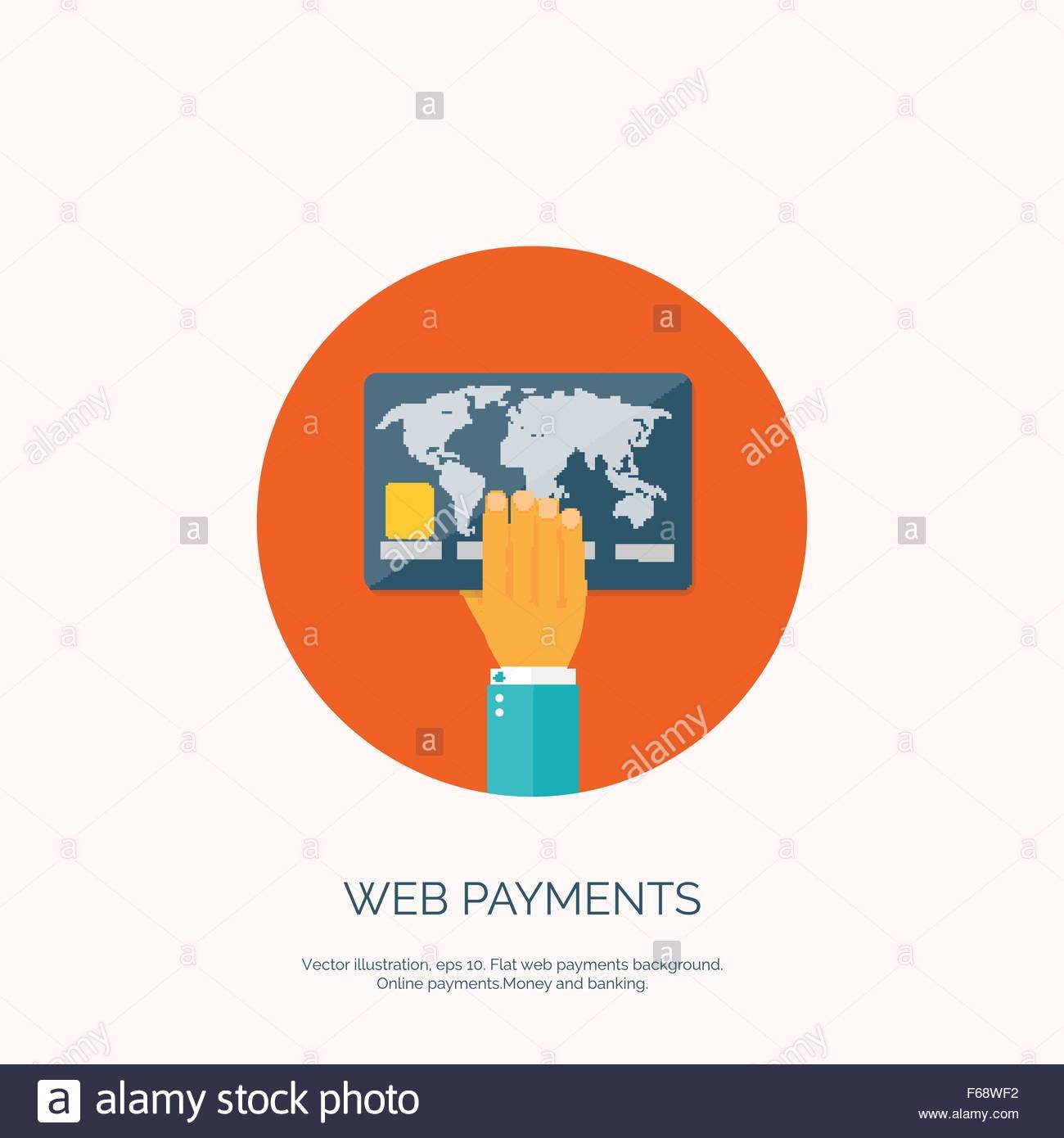 Vector illustration Flat background bank card Online banking