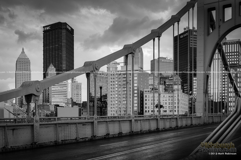 Black And White Pittsburgh With Roberto Clemente Bridge