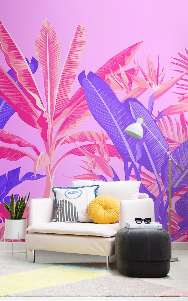 Pink Purple Tropical Jungle Wallpaper Mural Hovia Uk