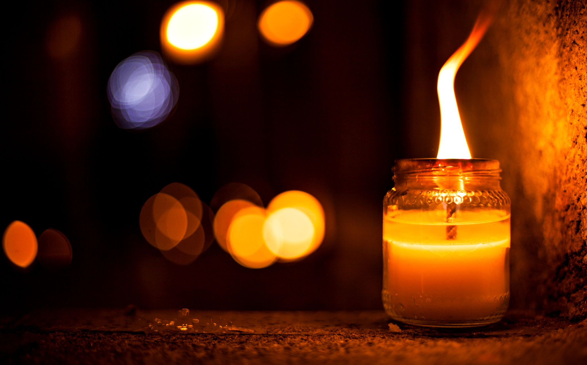 Bokeh Flame Light Night Photography Candle HD Wallpaper