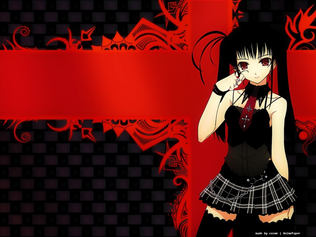 Download Blushing Goth Anime Girl Wallpaper | Wallpapers.com