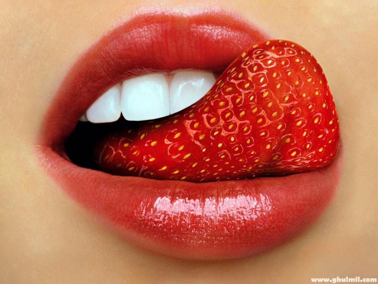 Beautiful Sexy Strawberry Tongue Lips Wallpaper For Desktops Puters