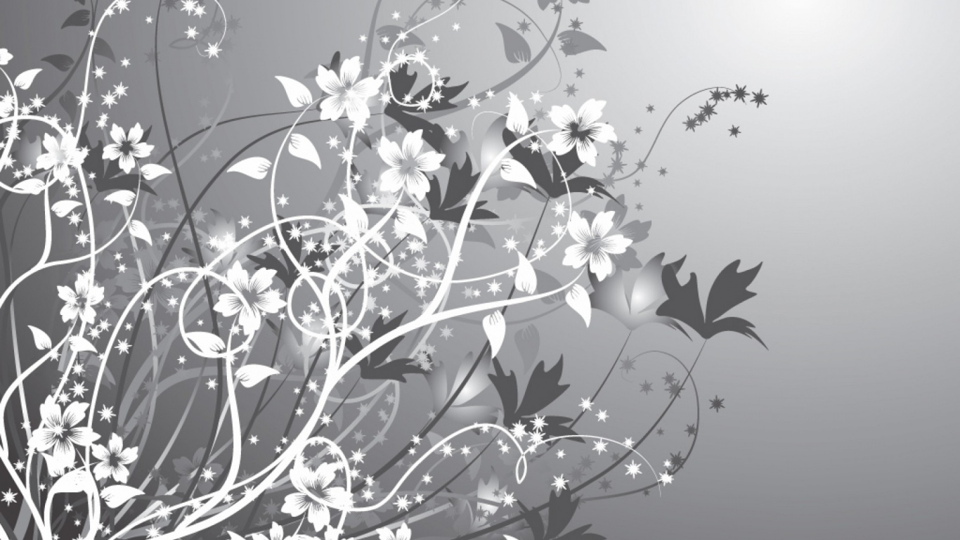 White Gray Flowers Abstract Desktop Pc And Mac Wallpaper