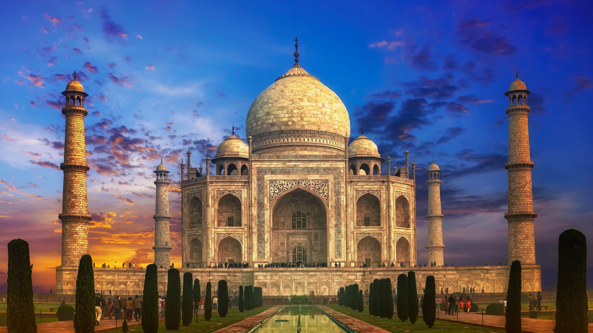 Desktop Wallpaper Taj Mahal Agra Monument Architecture Sunset