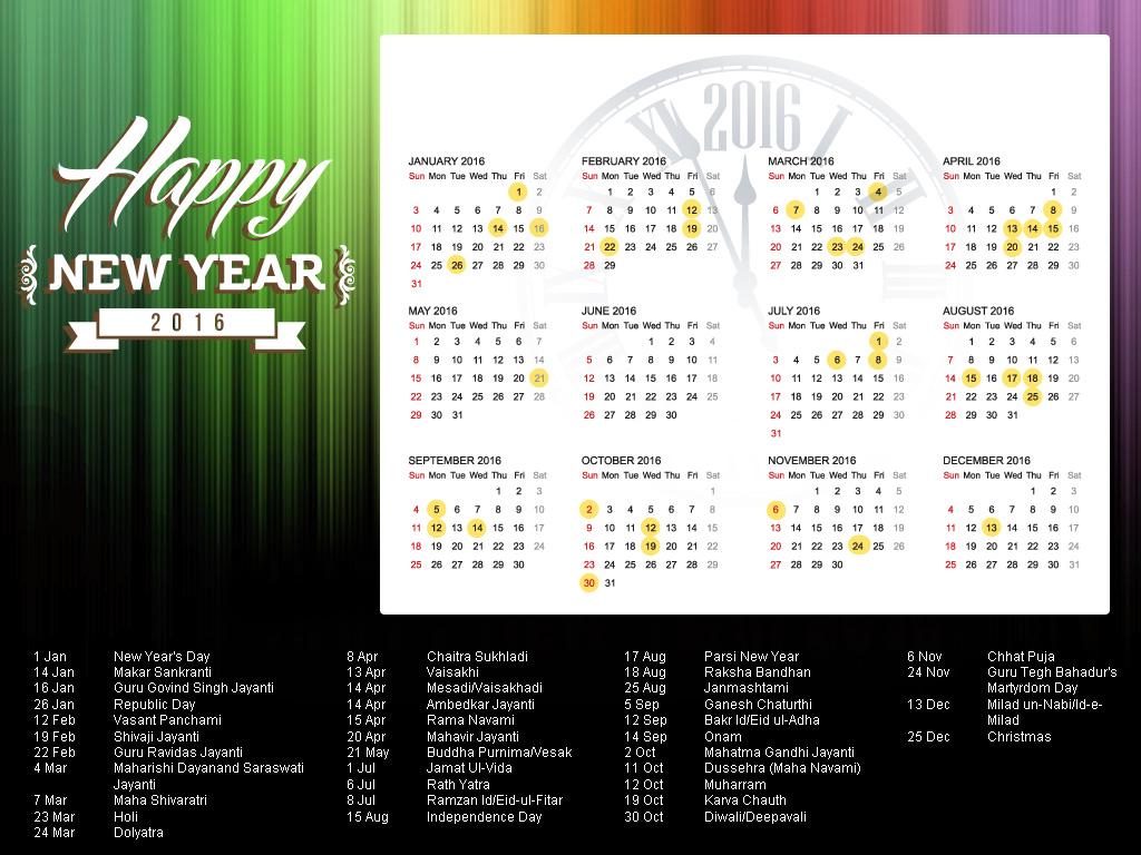 2016 Year Calendar Wallpaper Download 2016 Calendar by Month 1024x768