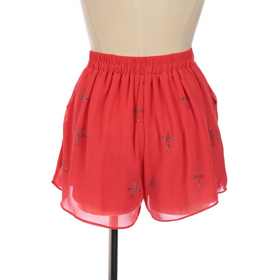 Image Rhinestone Cross Embellished Chiffon Short Pc Android