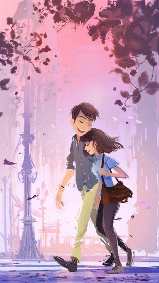 Cute Love Couple Phone Wallpaper Cartoons